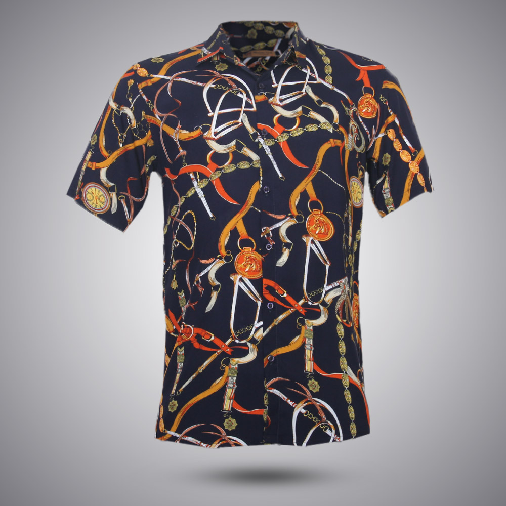 پیراهن هاوایی مدل sadra سرمه ای 